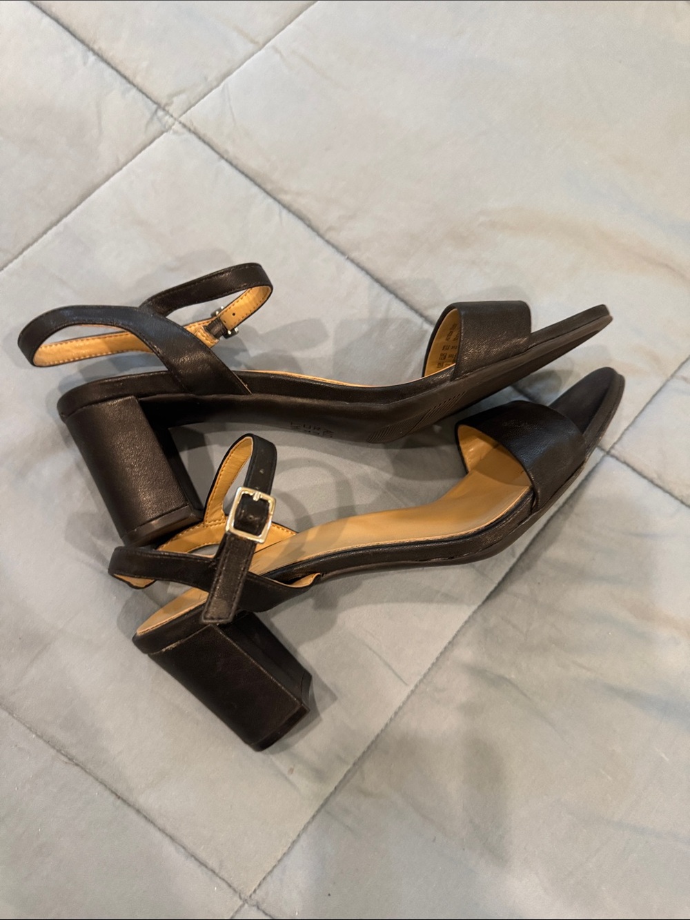 Naturalizer Bristol Black Ankle-Strap Open-Toe Block Heels - Picture 5 of 7